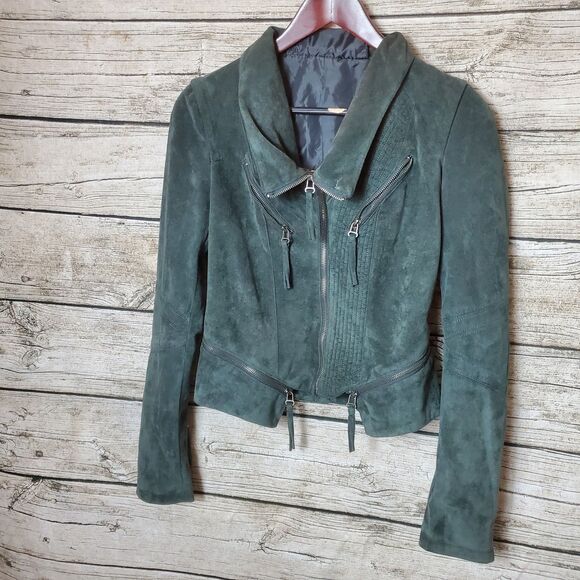 Solemio Jackets & Blazers - Solemio Gray Faux Suede Zip Moto Motorcycle Jacket -  Womens Size S